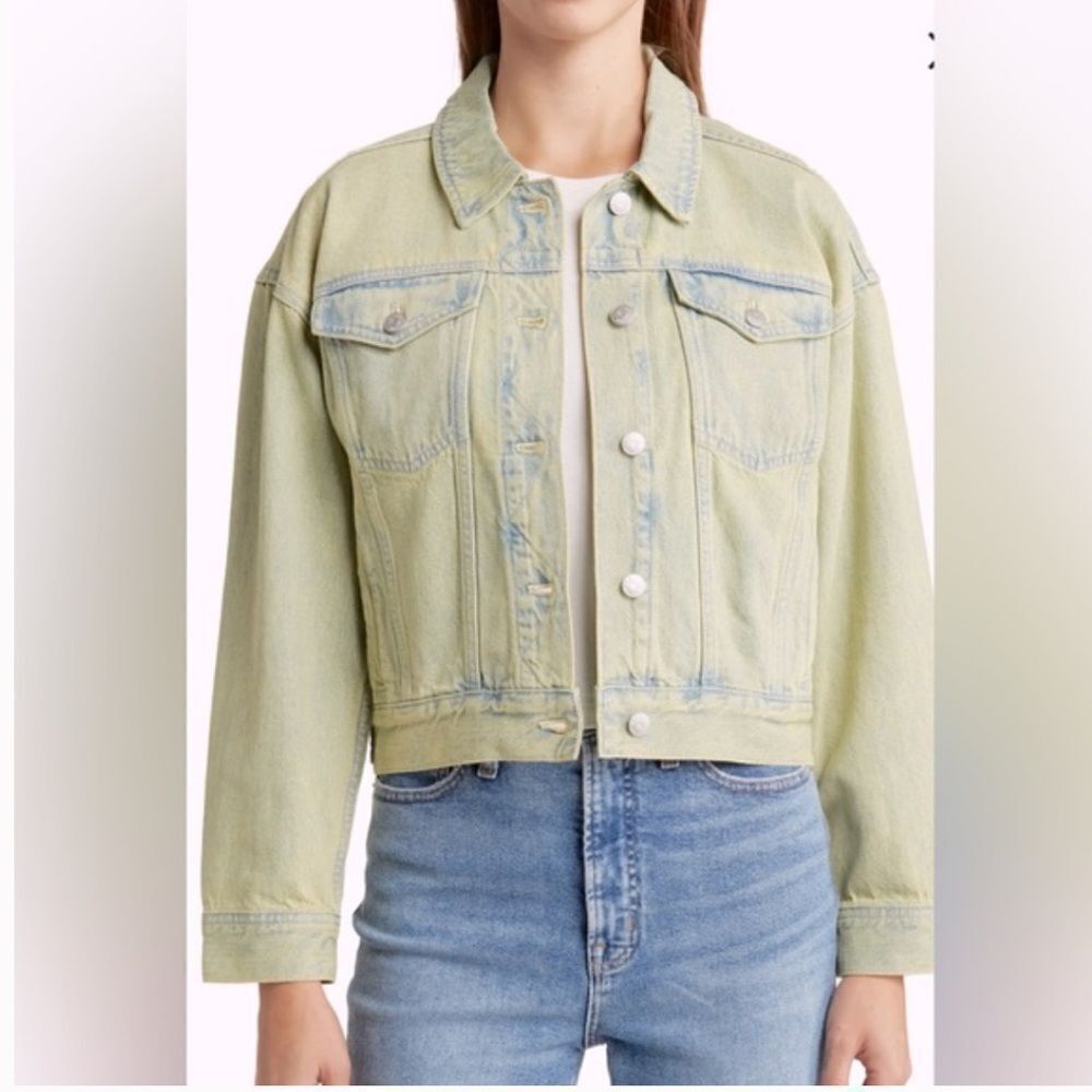 NWTs Madewell Oversized Crop Denim Trucker Jacket Size Small